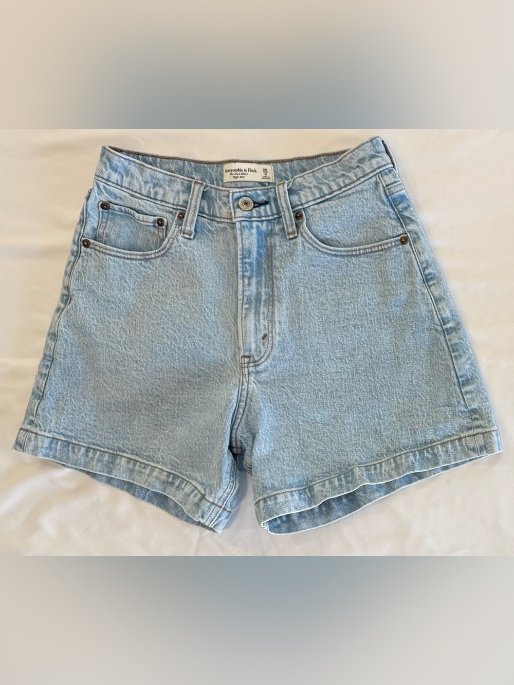 Abercrombie & Fitch High Rise Dad Shorts Light Wash Denim 2/26 Curve Love - Picture 5 of 11